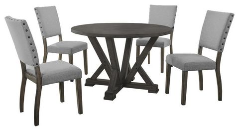 5-Piece Antique Rustic Gray Round Dinette Set - Transitional - Dining ... regarding Antique Rustic Gray Round Dining Table